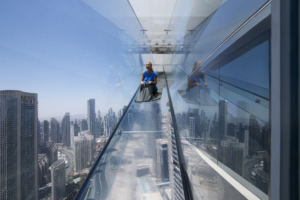 Sky views dubai edge walk glass slide